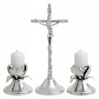 ZESTAW KOMPLET KOLĘDOWY OZDOBNY RÓŻA SREBRNY 34