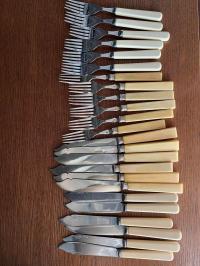 Старые ножи вилки столовые приборы Шеффилд 47 шт