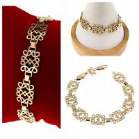 4425 Piękna ażurowa bransoletka złota 18-21cm stal chirurgiczna 316L