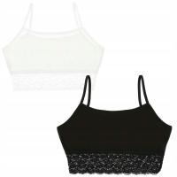 Biustonosz Stanik Top Dziecięcy Biały Czarny 122-128 6-7 Lat 2 Sztuki