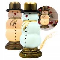 Duży Świąteczny Znicz na Grób Lampion Boże Narodzenie Bałwan z Wkładem 32cm