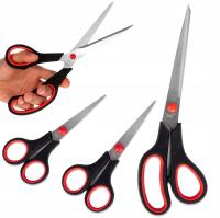 NOŻYCZKI SZKOLNE BIUROWE NOŻYCE MAŁE DUŻE ZESTAW NOŻYCZEK OSTRE 3 SZTUKI