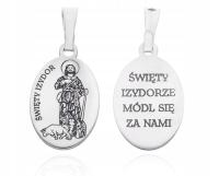 Серебряный медальон Ag 925 родиевое покрытие Святого Исидора MDC083R