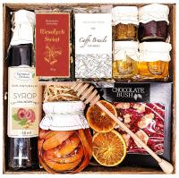 ПОДАРОЧНАЯ КОРЗИНА ПОДАРОК ПОДАРОК ЧАЙ КОФЕ МЕД СИРОП ШОКОЛАД МАЛИНА