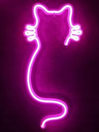 NEWFKOT3_8 neon LED + kontroler Kot wąsaty 21x44cm *produkt Polski*