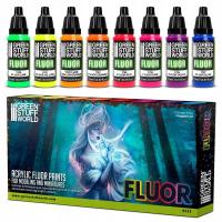 GREEN STUFF WORLD Set x8 Fluor Paints / Zestaw farb fluorescencyjnych