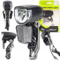 LAMPKA LAMPA ROWEROWA PRZEDNIA PRĄDNICA DYNAMO LED 25 LUX 85 LM + PRZEWODY
