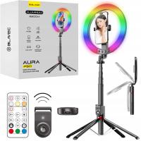 Blavec Selfie Stick Aluminium Aura LED RGB Ring 25cm tripod 2,3 metra pilot