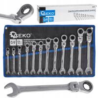 GEKO ZESTAW KLUCZY PŁASKO-OCZKOWYCH Z GRZECHOTK ŁAMANYCH 12el 8-19MM G10337