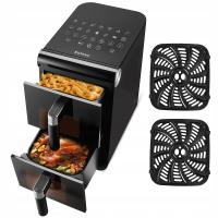 Frytkownica Beztłuszczowa Podwójna Duża Pojemność Wizualna 2800W Czarna