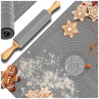 STOLNICA SILIKONOWA DUŻA MATA XXL 70x50 cm + WAŁEK SILIKONOWY DO CIASTA