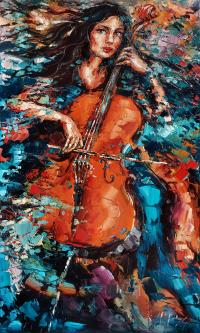 - muzyczne poświecenie - obraz olejny- 100x60 cm - K. Róż-Pasek