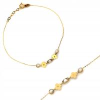 ZŁOTA BRANSOLETKA Z CYRKONIAMI KWIATUSZKI ŚLUB