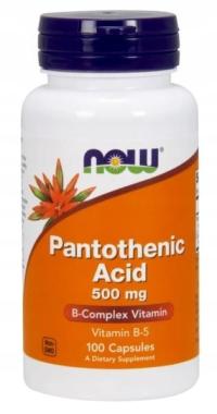 NOW FOODS PANTOTHENIC ACID 500mg 100 CAPS KWAS PANTOTENOWY WITAMINA B5