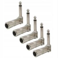 5pcs Right Angle 1/4'' 6.35mm Metal Solder Plug Jack Connector L-Shape Plug