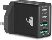 Ładowarka USB typu C o mocy 40 W, z 4 portami, szybkie ładowanie 3.0, wtyczka UE, szybkie ładowanie