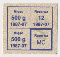 4380. PRL Kartka żywnościowa - 1987 Lipiec - MC