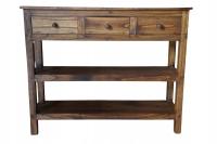 DREWNIANA KONSOLA Z SZUFLADAMI 100X80 CM BRĄZ VINTAGE