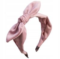 Широкая розовая пастельная лента для волос с бантом