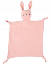 PRZYTULANKA MUŚLINOWY KOCYK RÓŻOWY KOC KRÓLIK KRÓLICZEK PIELUSZKA RÓŻ