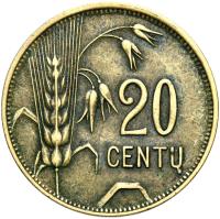 + Litwa - 20 Centai Centów 1925 - KOŃ POGOŃ - STAN !