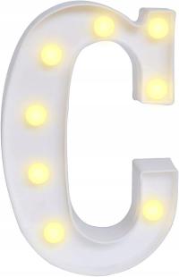 Świecąca Litera LED C Lampka Dekoracja 22,5 cm inicjały świecąca napis