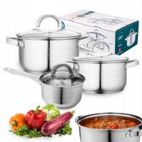 Stalowe garnki na indukcję Zestaw garnków Altom Design Remo 6 el i pokrywki