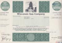 Wisconsin Gas Company USA Common Stock Akcje 100 udziałów paliwa gaz 1975