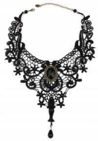Ожерелье готический черный кружевной колье камень
