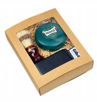 Zestaw męski eco pudełku pędzlem naturalnego włosia mydłem maszynką golenia