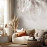 Fototapeta Mural Beton Palmy Liście Pióra Trawy Loft Boho 416x290