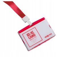 Etui na kartę identyfikacyjną poziomy Reap z czerwoną smyczą