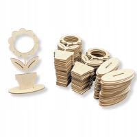 Drewniany kwiatek w doniczce otwór na zdjęcie obrazek zestaw 50 szt