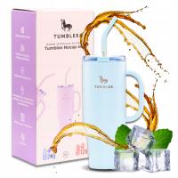 Duży Kubek Termiczny ze STALOWĄ RURKĄ do Samochodu 1200ml z Uchwytem Rączką