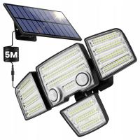 Lampa Solarna LED Czujnik Ruchu Zmierzchu Naświetlacz Zewnętrzny 3 tryby