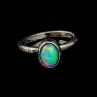 OPAL ETIOPIA SREBRO RETRO BLASK SREBRNY PIERŚCIEŃ WIELOBARWNY