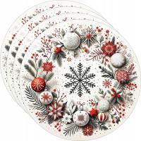 Рождественские салфетки для стола под кружку с колядками (4 шт. ⌀9.5 cm) 8 моделей