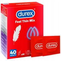 Prezerwatywy DUREX FEEL THIN MIX 2 różne rodzaje cienkie dopasowane 40 szt.