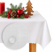 PLAMOODPORNY OBRUS GŁADKI MAT WIGILIA UNIWERSALNY 150x350 BIAŁY ŚWIĄTECZNY