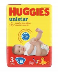 Pieluszki Huggies unistar Rozmiar 3 18 szt 4-9 kg