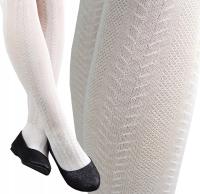 RAJSTOPY rajstopki BAWEŁNA AŻUROWE WZORKI NOVITI białe 80/86 V022H