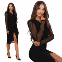 ПРЕМИУМ ЧУВСТВЕННАЯ СЕКСИ ПЛАТЬЕ МИДИ ОБОРКИ ПОЛЬСКИЙ ПРОДУКТ ЧЕРНАЯ