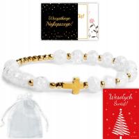 ЧЕТКИ ГОРНЫЙ ХРУСТАЛЬ БРАСЛЕТ С КРЕСТОМ КАМЕНЬ ДЕСЯТКА НА ЗАПЯСТЬЕ