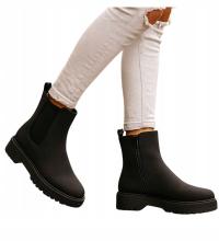 Botki dziecięce Ocieplane czarne buty zimowe dla dziewczynki 18376