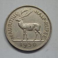 Half Rupee, Mauritius, 1950r. X64