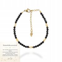 Bransoletka CZARNY TURMALIN z kostkami Cytrynu regulowana
