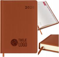 Kalendarz 2026 KSIĄŻKOWY terminarz A5 DZIENNY GRAWER TWOJE LOGO BRĄZOWY