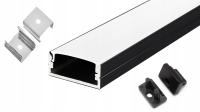 CZARNY - PROFIL aluminiowy LED szeroki - 2 taśmy nawierzchniowy 2m solidny