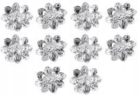 Guzik 15 mm ozdobny plastikowy cyrkonia kryształek srebrny kwiatek 10 szt.