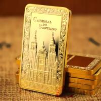 Hiszpania , Sztabka Złota , Katedra De Santiago ,999 Gold , pozłacana kopia